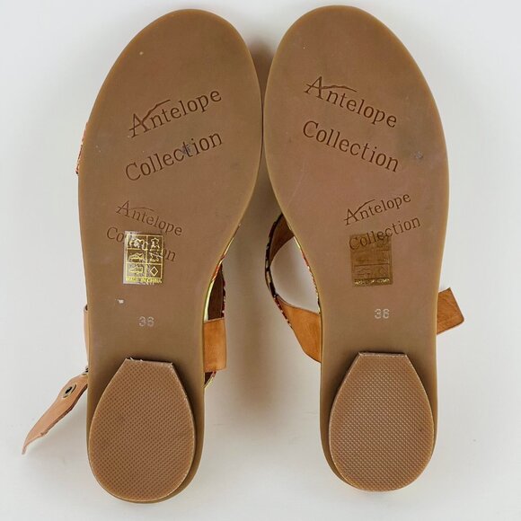 Antelope Women Rey Taupe Leather Flat Sandals US Size 5 Geometric Pattern - Picture 9 of 11